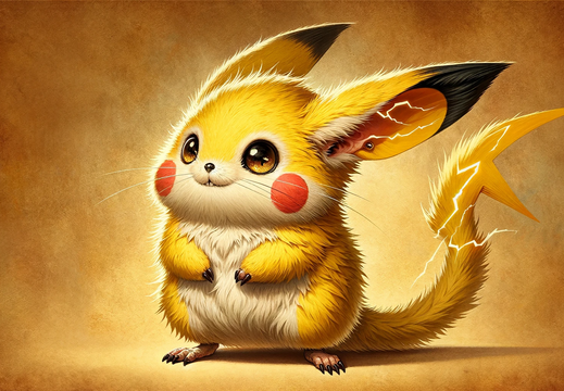 DALL·E 2023-11-07 10.54.33 - Craft a wallpaper featuring a small, chubby, rodent-like creature with a coat of yellow fur. It should have long yellow ears with black tips and large